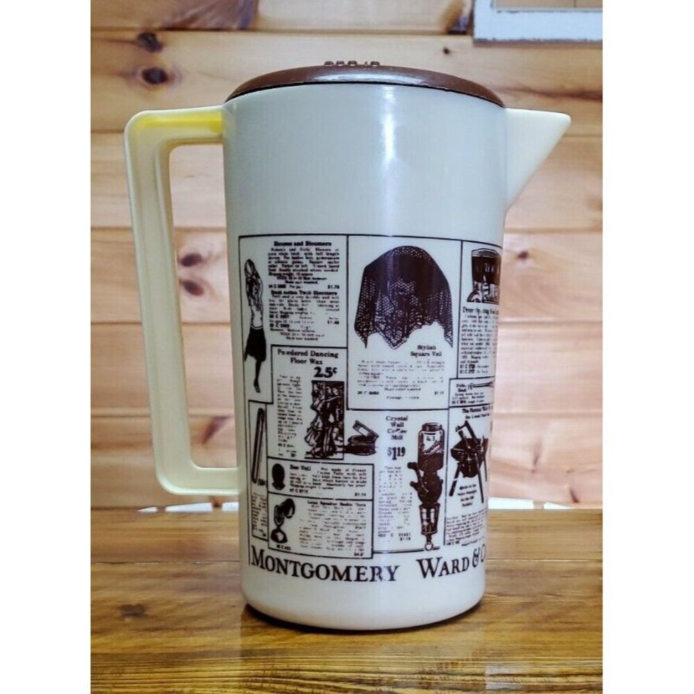 Vintage Montgomery Ward & Co. Tan and Brown 2 Quart Pitcher Advertising Catalog